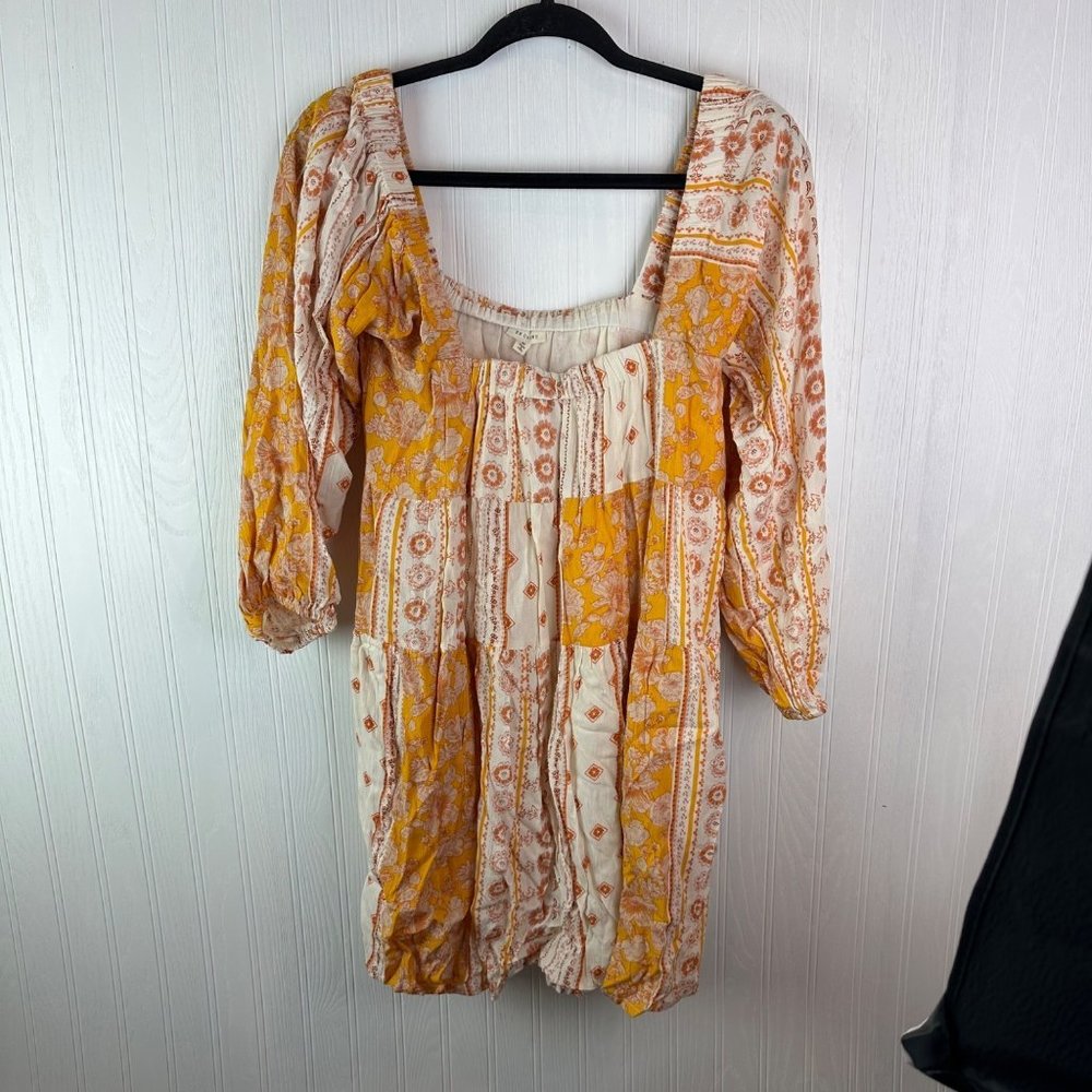En Creme Yellow‎ Patchwork Dress size Medium NWT